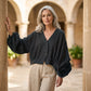 👕 LIMITED-TIME 50% OFF! ✨ Women's Lightweight Sun Protection Shirt – Deep V-Neck, Lantern Sleeves, Sheer Layer ☀️