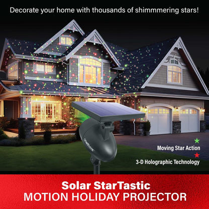 ❆ Solar Xmas Lights ❆ Wireless StarTastic Outdoor Laser Motion Holiday Projector Lights for Holiday