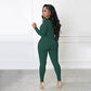 Solid Color Half Zip Seamless Jumpsuit
