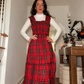 Women’s Chic Plaid Ruffled Spaghetti Strap Dress