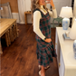 Women’s Chic Plaid Ruffled Spaghetti Strap Dress