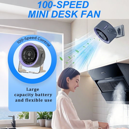 💐50% OFF ! 100-Speed Mini Desk Fan – Ultra Quiet & Energy Saving 🔇💚【Limited Stock】