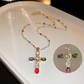 ✨ Buy 1 Get 1 Free! 💎 Colorful Rhinestone Cross Necklace – Dazzling Multicolor & Adjustable Chain – Lightweight Statement Piece 🌈