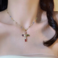 ✨ Buy 1 Get 1 Free! 💎 Colorful Rhinestone Cross Necklace – Dazzling Multicolor & Adjustable Chain – Lightweight Statement Piece 🌈