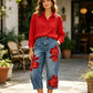 📢📢30% OFF !! ⏰ Women's Floral Wide-Leg Jeans – Unique Appliqué, Soft, 6 Colors 🌸