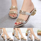 📢📢Last Day-50% OFF!!⏰Modische Damen Sandalen – Flacher Absatz, Strass & Metallverzierung 👡 Für Sommer & Alltag