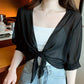 🦋Women's Chiffon Tie-Front Top – Sheer, Cropped & Elegant 🍃