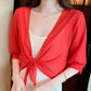 🦋Women's Chiffon Tie-Front Top – Sheer, Cropped & Elegant 🍃