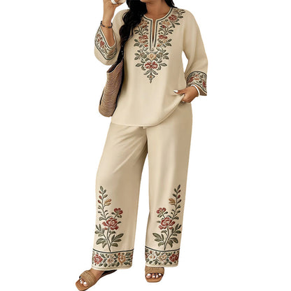 📢📢30% OFF !! ⏰Women's Long Sleeve Blouse & Wide-Leg Pants Set👚👖