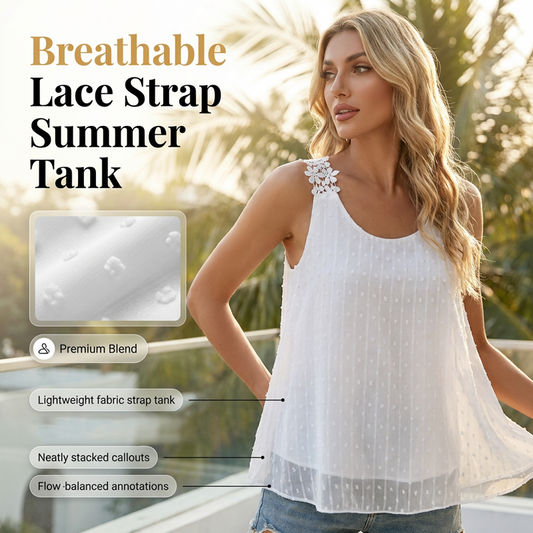 📢📢40% OFF !! ⏰Elegant Dot Lace Strap Tank Top