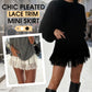 🌸Chic Pleated Lace Trim Mini Skirt
