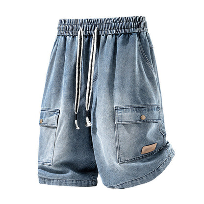 👖 50% OFF NOW! 🏙️ Men's Loose Denim Cargo Shorts – High Street Style & Adjustable Fit 🛹