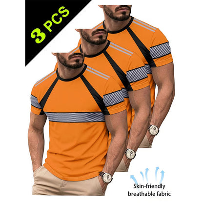 🔥Exclusive 50% OFF | Men's 3-Pack Cooling Activewear Shirts | Breathable Moisture-Wicking Gym Tops | Dynamic Contrast Short Sleeve T-Shirts for Running & Training