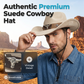 Unisex Suede Cowboy Hat with Vintage Bull Band and Wind Rope
