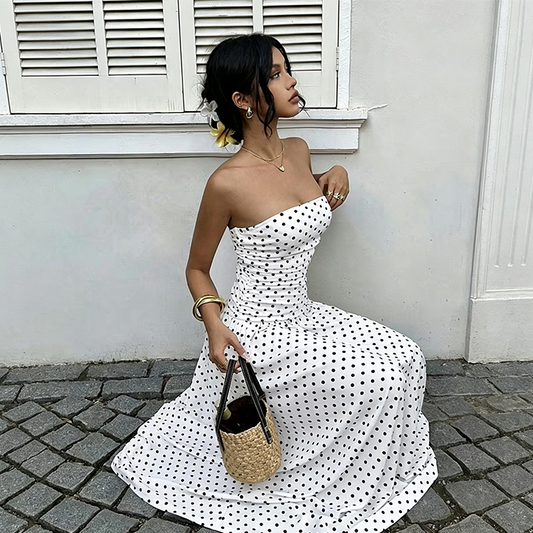 🎉 2026 Sale — Over 46,000 Sold!💞 Women's Off-Shoulder Polka Dot Dress – Timeless Charm Meets Modern Grace 🌸