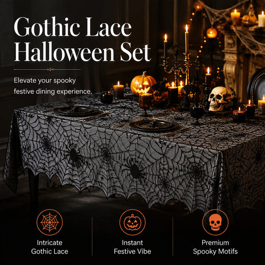 🎃Spooky Halloween Patterns Tablecloth and Placemats Set