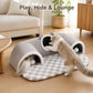 🐱🕳️ LIMITED TIME 50% OFF! 🔮 3-in-1 Plush Cat Tunnel & Bed – Three Fun Entrances, Interactive Pom-Pom Toys & Cozy Checkered Mat ✨