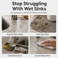 Cuttable Adjustable Silicone Faucet Splash Guard Mat, Auto-Drain Quick Dry Drip Collector Tray, Prevents Countertop Water Stains for Kitchen Bathroom Sinks