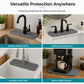 Cuttable Adjustable Silicone Faucet Splash Guard Mat, Auto-Drain Quick Dry Drip Collector Tray, Prevents Countertop Water Stains for Kitchen Bathroom Sinks