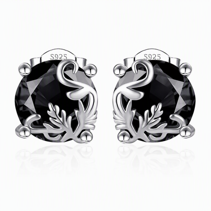 🖤 Gothic Vine Stud Earrings: S925 Silver, Black Zirconia, Hypoallergenic, Lightweight, Vintage Gothic Style
