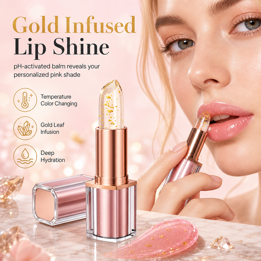 ⏳Limited-time 50% off💥Gold Foil Temperature Color Changing Lip Balm Moisturizing Lip Tint with Vitamin E and Aloe 3.5g